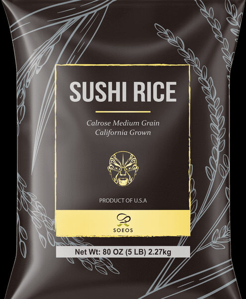 Soeos Premium Sushi Rice, Calrose Rice, Medium Grain, 80 oz (5 lb) 2.27Kg