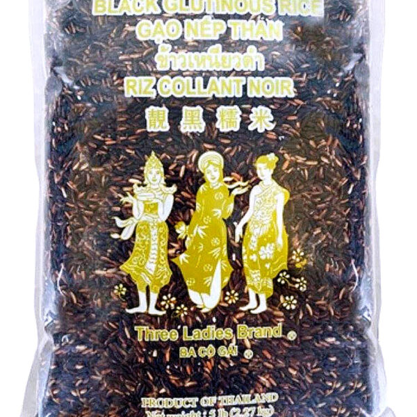 Three Ladies Black Glutinous Rice or Black Sticky Rice Long Grain 5 lbs. (2.27 kgs)