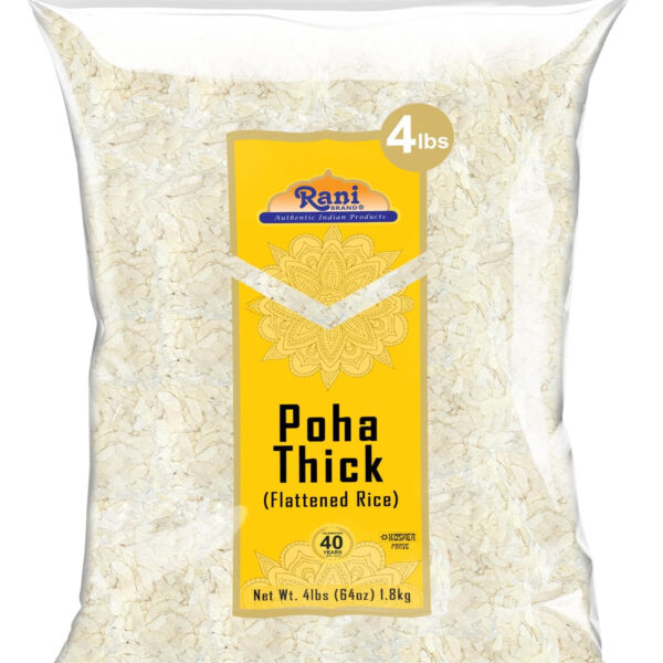Rani Poha (Powa) Thick Medium-Cut (Flattened Rice) 64oz (4lbs) 1.81kg Bulk ~ All Natural, Salt-Free | Vegan | Kosher | No Colors | Gluten Friendly | Indian Origin