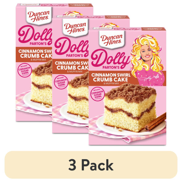 (3 pack) Duncan Hines Dolly Parton's Cinnamon Swirl Crumb Cake & Muffin Mix, 20 oz.
