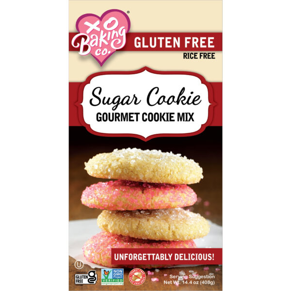 XO Baking Co. Gluten Free Sugar Cookie Gourmet Cookie Mix Valentine's Day Baking, Non-GMO Dairy Free No Preservatives, Artificial Flavors or Colors, 14.4oz