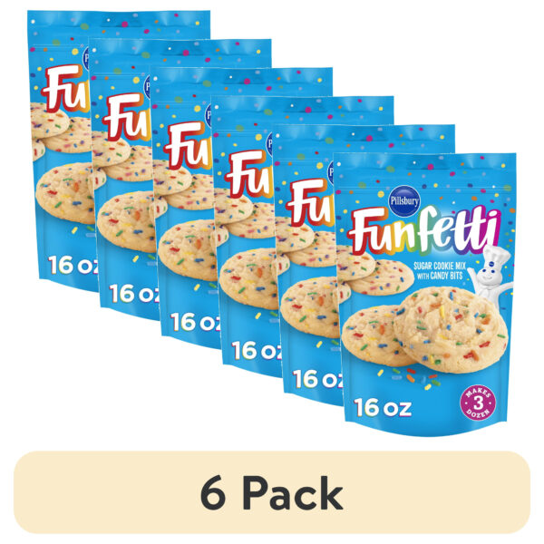(6 pack) Pillsbury Funfetti Sugar Cookie Mix with Candy Bits, 16 oz Pouch