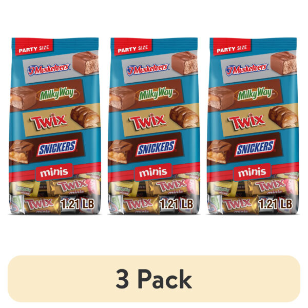 (3 pack) Mars Mixed Snickers, Twix, Milky Way, & 3 Musketeers Minis Chocolate Bars - 19.49 oz Bulk Bag