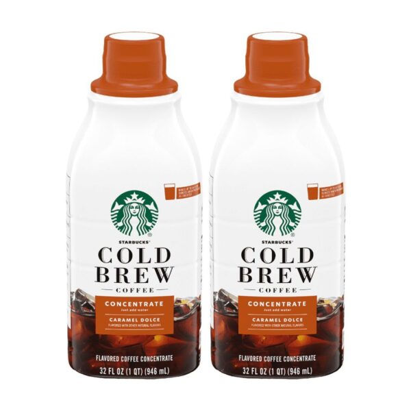 Starbucks Caramel Dolce Cold Brew Concentrate, 2 Pack, 32 fl oz – featured product image