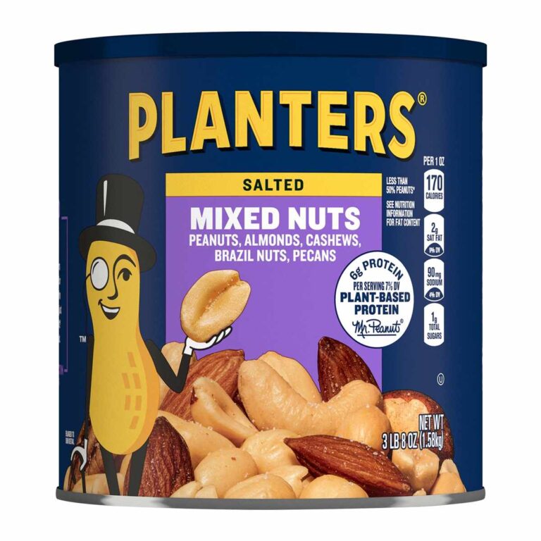 Large canister of PLANTERS salted mixed nuts