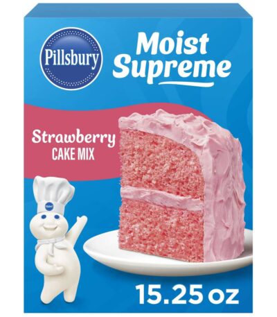 Pillsbury strawberry cake mix 15.25 oz box front view
